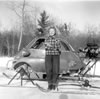 Mom with Homemade "Snowmobile"